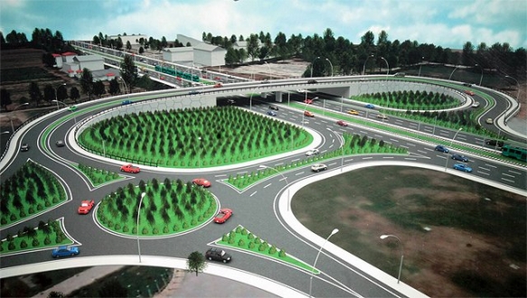 Buttim kavşağında inşaat başladı