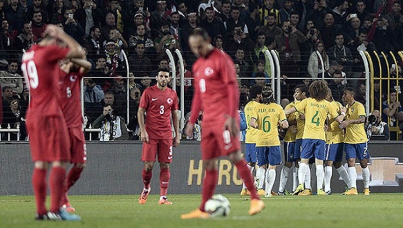 Milliler farklı mağlup oldu A Milli Futbol Takımımız, Şükrü Saraçoğlu Stadı`nda Brezilya ile