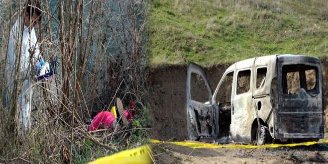 Kadını vurmuşlar, aracı yakmışlar