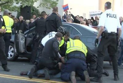 Ermeniler Türk bayrağına saldırdı