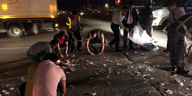 Para torbası patladı on binler aprona saçıldı