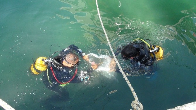 (Özel Haber) Dalgıçlar Side Limanı’nı Temizledi