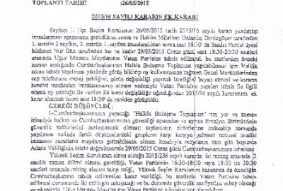 Seyhan İlçe Seçim Kurulu “Meydan” Kararını Açıkladı