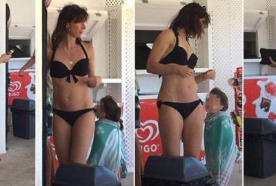 Başbakanın eşi bikiniyle yakalandı