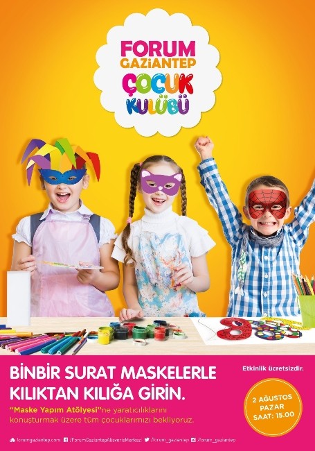 Forum Gaziantep’te Çocuklar Rengarenk Maskeler Yapacak