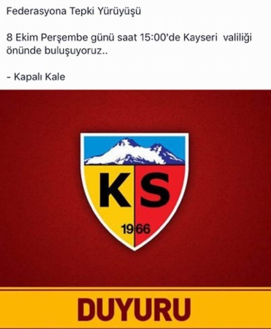 Kayserispor Taraftarları’ndan Federasyona Tepki Yürüyüşü