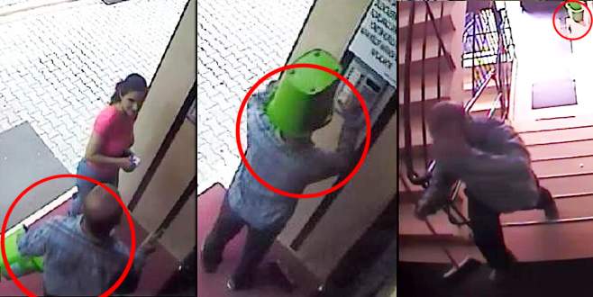 Kafasına geçirdiği kova da hırsızı kurtaramadı