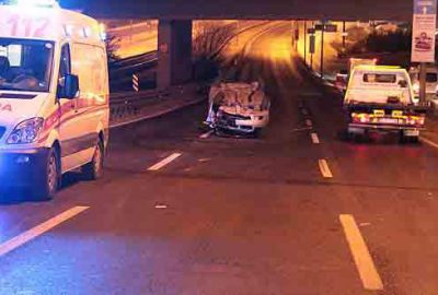 Direğe çarpan araç metrelerce sürüklendi: 1 ölü, 1 yaralı