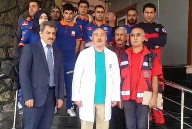 Elazığ’ın Palu İlçesi Devlet Hastanesi’nde afet planına uygun olarak, deprem