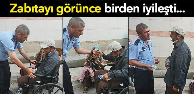 Zabıtayı gören dilenci birden iyileşti