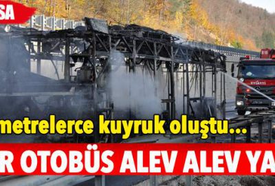 Sıfır otobüs alev alev yandı
