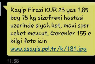 Polis SMS’le kayıp arıyor