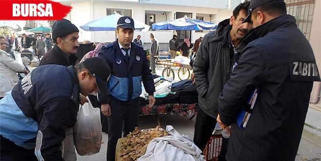 Zabıta pazar yerlerindeki mantarları topluyor