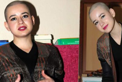 Lösemili çocuklara destek için saçlarını kazıttı