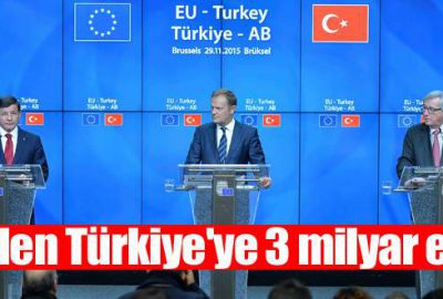 AB’den Türkiye’ye 3 milyar euro