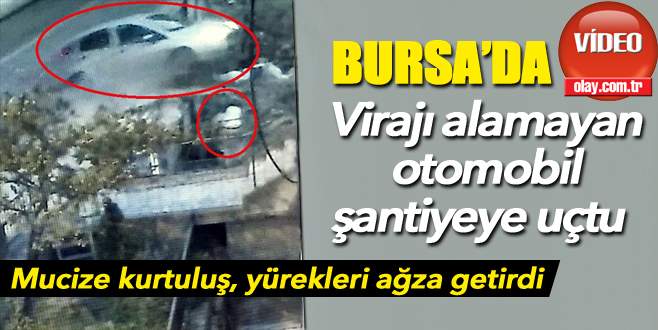Virajı alamayan otomobil şantiyeye uçtu