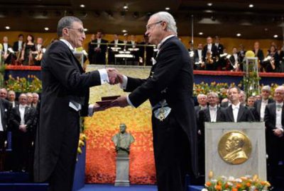 Türk Profesör Aziz Sancar, İsveç’in başkenti Stockholm’de düzenlenen törenle Nobel