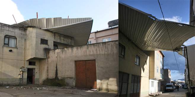 Lodos Bursa’da çatı uçurdu