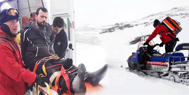 Uludağ’da kar motorunun altında kaldı