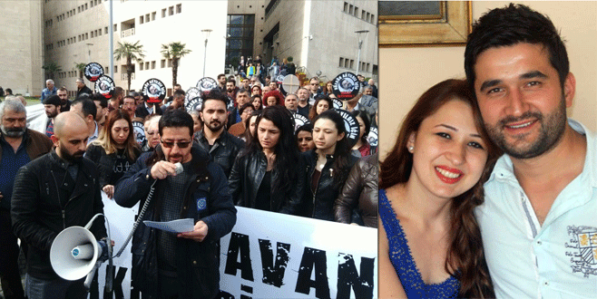 Eşinin yanında öldürülen gencin davası için adliyeye akın ettiler