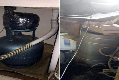 El yapımı patlayıcıyı lavaboya tuzaklamışlar