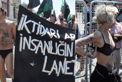 İzmir’de çıplak protesto