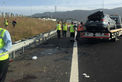 Yeni açılan otobanda kaza