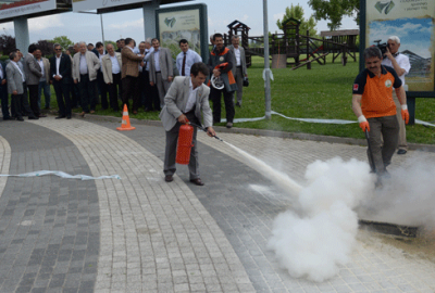 Muhtarlara yangın tatbikatı