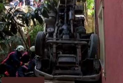 Dehşet anları! Kamyonun freni boşalınca…