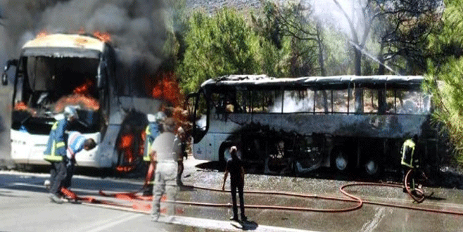 Rodos’ta tur otobüsü yandı!.. 11 Türk yolcu da ölümden döndü!