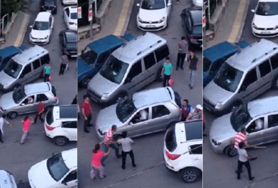 İftar öncesi sürücülerin yol tartışması sopalı kavgaya dönüştü