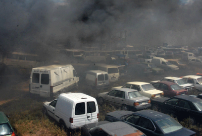 70 araç birden yandı!