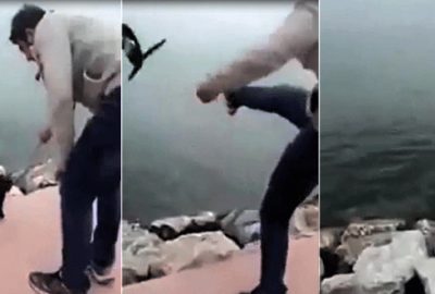 Kocaeli’de vahşet: Boğazına ip bağladığı kediyi denize attı