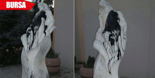 Nilüfer’de heykele çirkin saldırı
