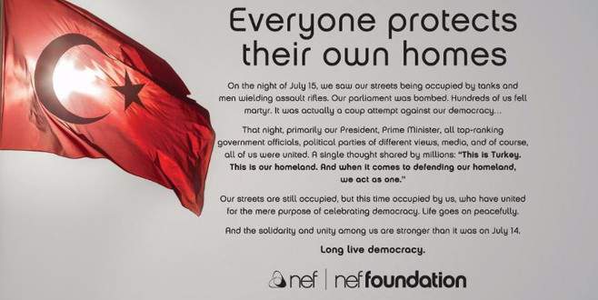 Türk inşaat şirketinden ABD’de darbe karşıtı ilan