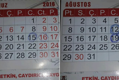 Tümgeneral darbe girişimi gününü takviminde işaretlemiş