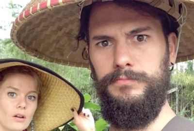 Pirinç tarlasında selfie