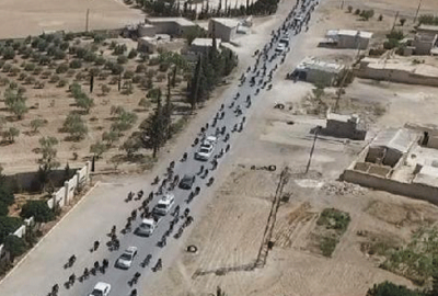 IŞİD’liler Münbiç’ten kaçarken havadan böyle görüntülenmiş