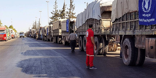 Esad güçleri insani yardım kafilesini bombaladı