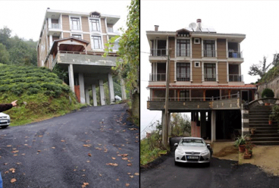 3 katlı binayı yolun üzerine yaptı