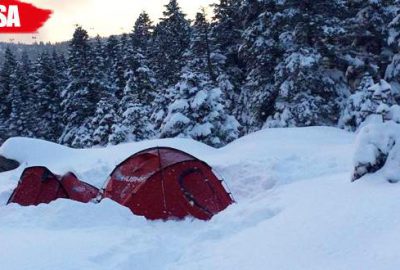 Uludağ’da -18 derecede kamp
