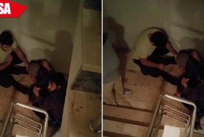 Ayakkabı hırsızını apartman sakinleri yakaladı