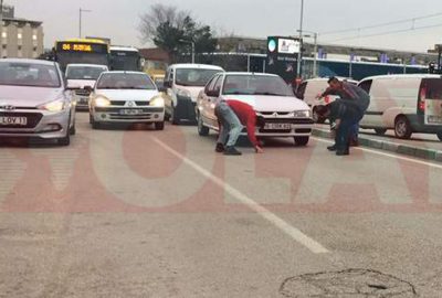 Bursa’da güvercin avı! Trafiği durdurdular