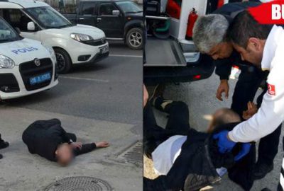 Krize girip yol ortasında sızdı, polisi görünce ortalığı karıştırdı