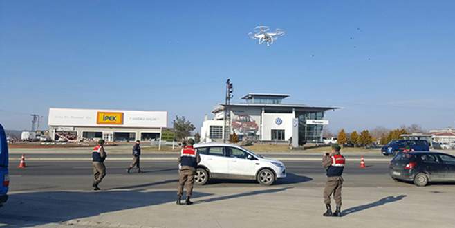 Kontrolden kaçan sürücülere drone denetimi