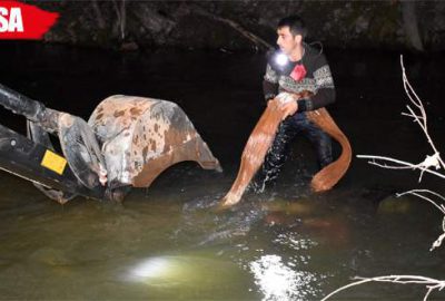 Otomobil dereye uçtu: 2 ölü, 1 yaralı, 1 kayıp