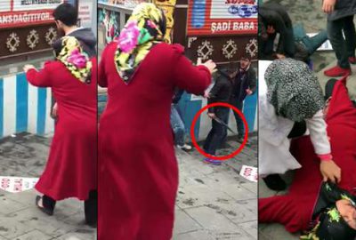 Bıçaklı kavgaya şahit olan kadın bayıldı