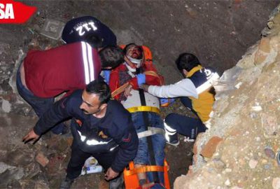 Kestirmeden gitmek isterken inşaat çukuruna düştü