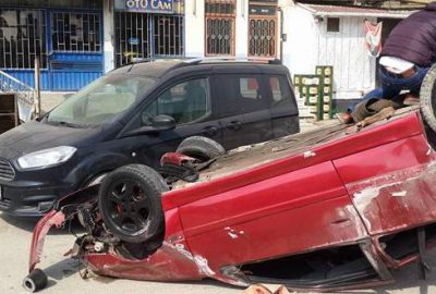 Bursa’da takla atan otomobil dehşet saçtı