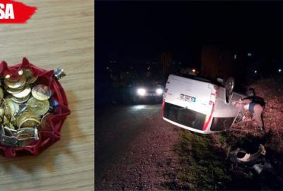 Takla atan minibüsten kese dolusu altın çıktı